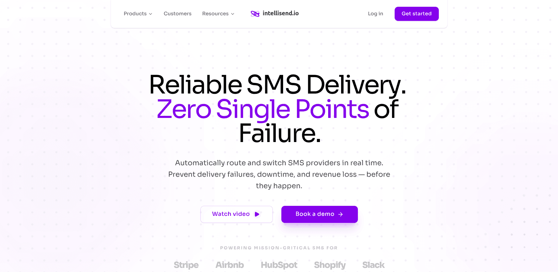 IntelliSend – SMS Delivery Platform Landing Page screenshot